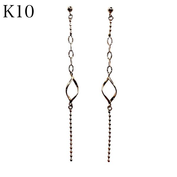 K10 ピンクゴールド チェーン ロングピアス 華奢 アクセサリー レディース カジュアル フォーマル デート 送料無料