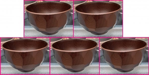 【送料無料 お椀 木目調 亀甲 汁椀:5個 日本製】★濃茶(11cm)★レンジ・食器洗浄機対応 No17e2-0809 食器 おわん 小丼 小丼ぶり