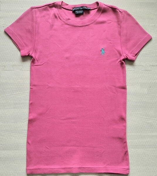 【ラルフローレン】半袖Tシャツカットソー◆テレコ素材◆ピンク◆XS