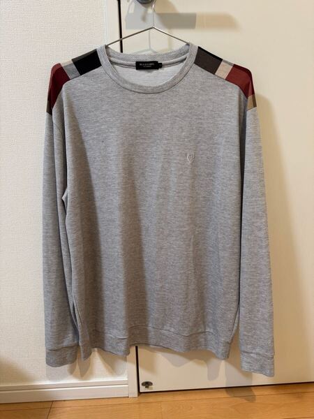 クレストブリッジブラックレーベル ショルダーチェック長袖Tシャツ カットソー ライトグレー Lサイズ