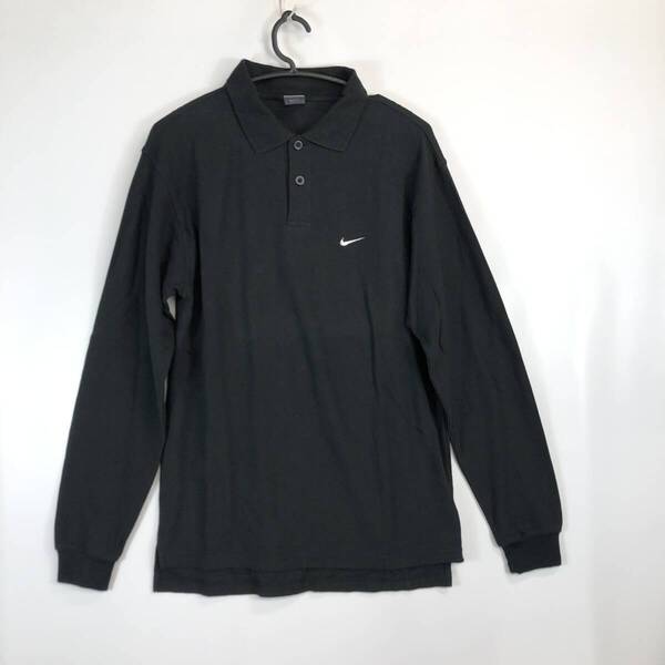 00s NIKE ナイキ 長袖ポロシャツ Lサイズ ブラック ワンポイント 114955