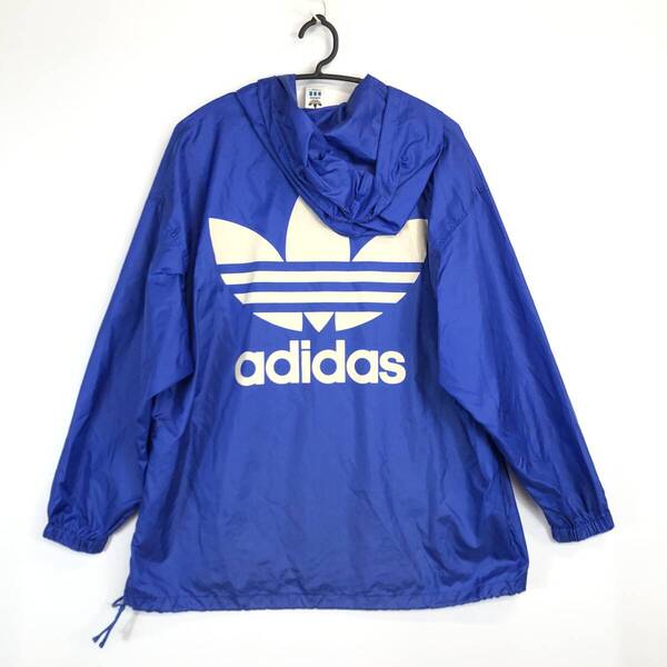 80s 90s デサントアディダス adidas ナイロンアノラックパーカー ブルー ASR-8131A M-Lサイズ