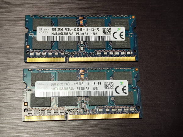 SKhynix DDR3 PC3L-12800 8GBx2枚 合計16GB 中古品