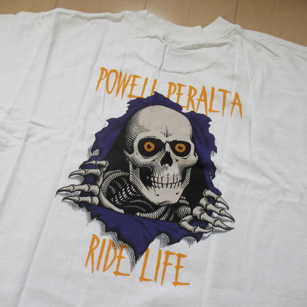 ★即決送込★新品 M powell ムラサキ45TH LTD パウエル 覗きボーンズ リッパ― ZORLAC ゾーラック pushead パスヘッド Tシャツ 半袖 白 tee