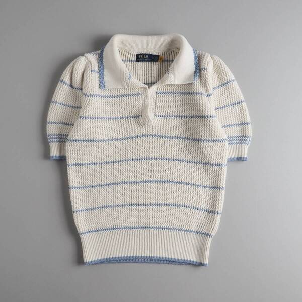 ラルフローレン Ralph Lauren 正規品 サマーニット 半袖 ボーダー柄 アイボリー レディース 美品