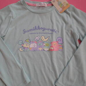 新品 150 すみっコぐらし 長袖Tシャツ 緑 おばけのナイトパーク しろくま ねこ とかげ ぺんぎん? とんかつ えびふらいのしっぽ 送料無料
