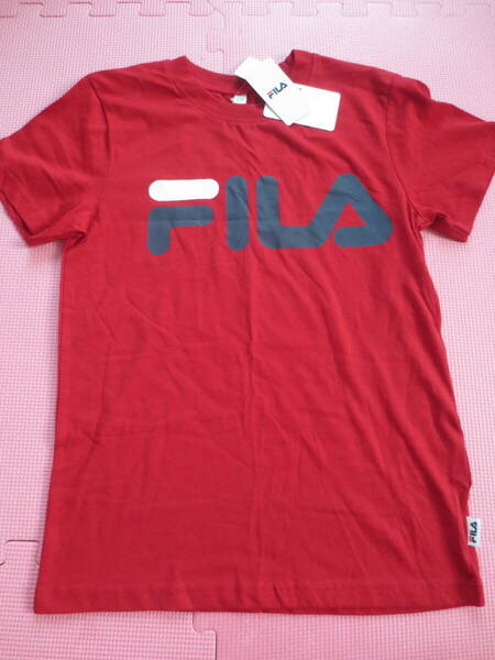 新品 150 FILA 半袖Tシャツ 赤 紺色ロゴ 綿100% 男の子 女の子OK 小学生 中学生 フィラ スポーツブランド 夏物 140~ 送料無料