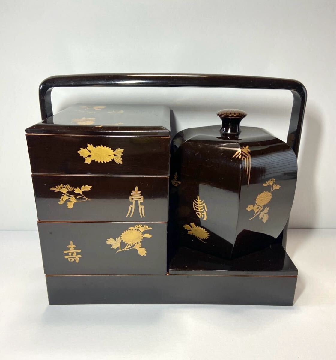 Amazon.co.jp: 木地研出中四段重箱嘉永二年1849年漆器江戸