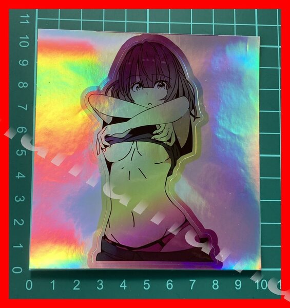ステッカーNo.1026 車 PC 車 バイク デカール 可愛い シール 女の子 痛車 反射 キラキラ 見る方向で色が変わる