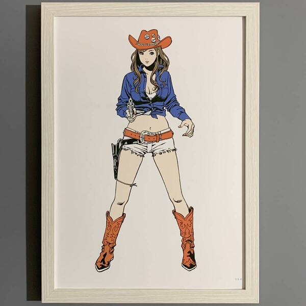 ■江口寿史■「楠見清 『ロックの美術館』 単行本カバー 2013」/A4額装品/シンコーミュージック/美人画/貴重イラスト/印刷物 G2621