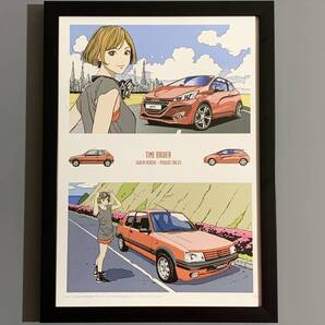 ■江口寿史■「プジョー 『208GT』 販売企画 グラフィック・ノベル 『TIME DRIVER』 イラスト #1 2013」/A4額装品/プジョージャポン G2622a