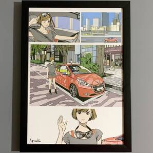 ■江口寿史■「プジョー 『208GT』 販売企画 グラフィック・ノベル 『TIME DRIVER』 イラスト #3 2013」/A4額装品/プジョージャポン G2624a