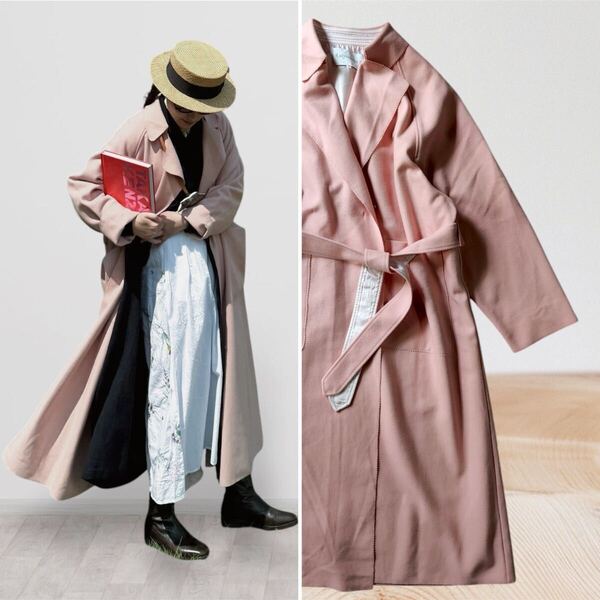日本製 LUVOURDAYS ラブアワデイズ ピンク ウールロングコート 羽織ガウン STATIONARY COAT ステーショナリーコート fudge リンネル