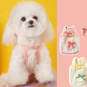 犬服 猫服 タンクトップ レースジャカードメッシュ生地 シンプル 可愛い 春 夏