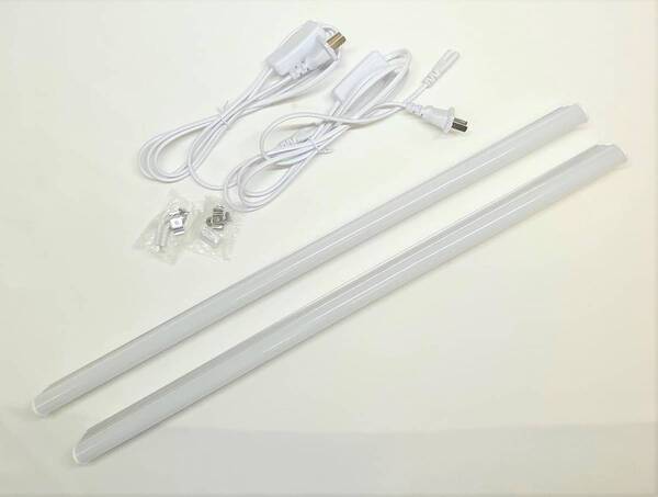 どこでも蛍光灯(60cm型)【2本セット・連結コード付き】器具一体型 LED蛍光灯 昼白色 電源コード付き CTG-335
