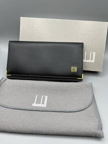 【未使用品】ダンヒル 長財布 黒レザー ゴールド金具
