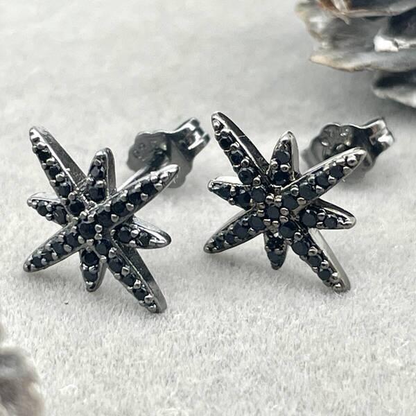 ジルコニア スター スタッドピアス ◆ キャッチピアス メンズ シルバー925 20G B 新品 人気 未使用 ストリート カジュアル 【PN273-1】