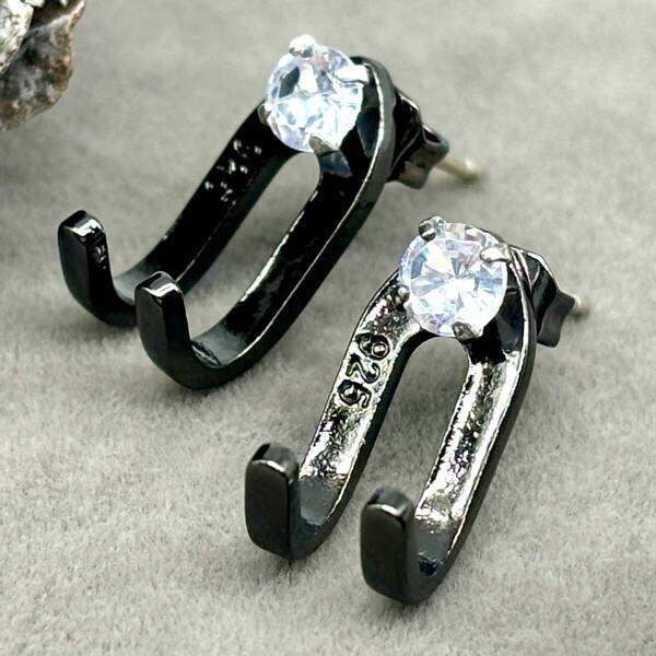 クロー デザイン スタッドピアス ◆ キャッチピアス メンズ シルバー925 20G B 新品 人気 未使用 ストリート カジュアル 3WAY 【PN287-8】