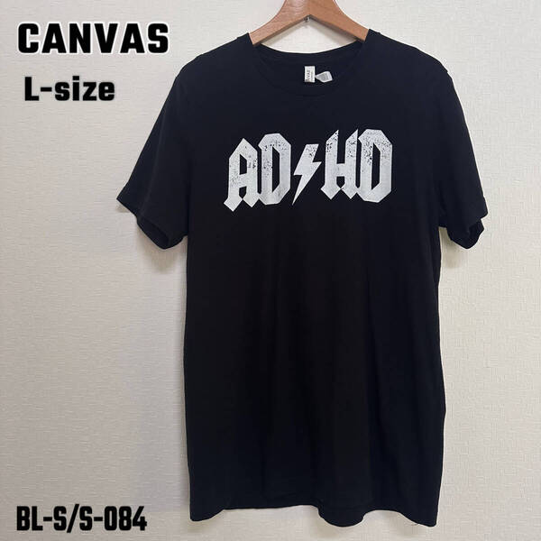 usa古着 AC/DC風 AD/HD used Tシャツ ブラック Lサイズ バンドT ロックT パンクT