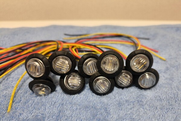 ボタンマーカー サイドマーカー ホワイト フラッシュ10個セット 3 LED12〜30v 防水防塵ip68埋込ユーロボルスカ日野フソウud いすゞ