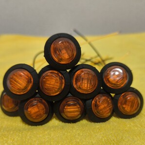 Amber ボタンマーカー アンバー サイドマーカー 10個セット 3 LED12〜30v 防水防塵 ip68埋込ユーロボルスカ日野フソウud いすゞ
