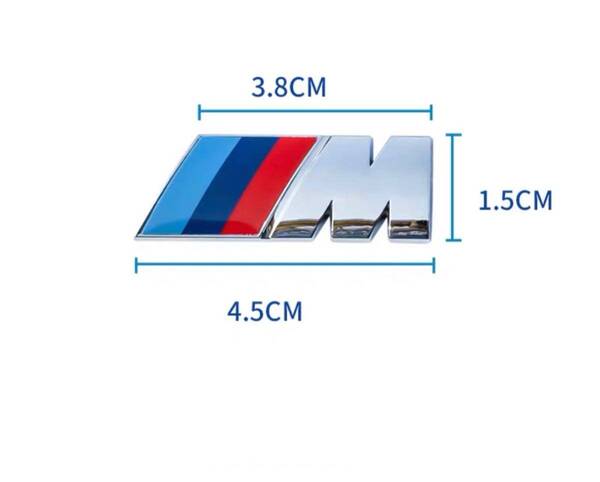 BMW Mスポーツ リアエンブレム フェンダーエンブレム 立体エンブレム M-Sports ステッカー シルバー 45mm15mm