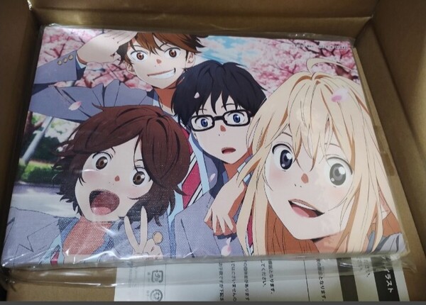 美品 四月は君の嘘 ジャケットイラストキャンパスボード 宮園かをり 有馬公生 新川直司先生