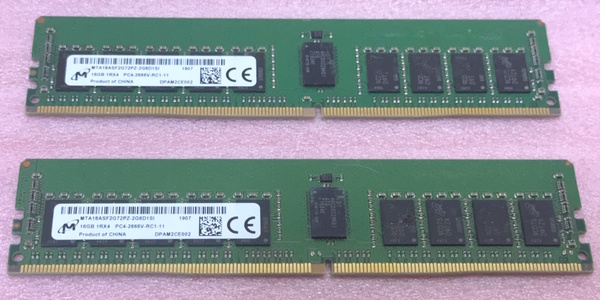 ●Micron MTA18ASF2G72PZ-2G6D1 2枚セット *PC4-21300/DDR4-2666/PC4-2666V ECC REG/Registered 288Pin DDR4 RDIMM 32GB(16GB x2) 動作品