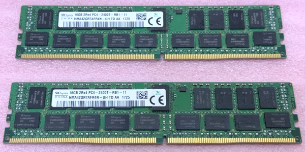 ■SK hynix HMA42GR7AFR4N-UH 2枚セット *PC4-19200/DDR4-2400/PC4-2400T ECC REG/Registered 288Pin DDR4 RDIMM 32GB(16GB x2) 動作品