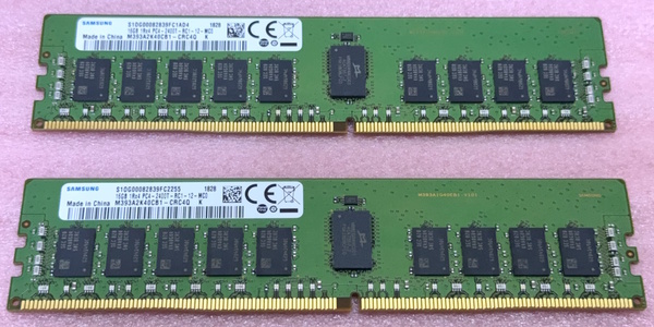 ●Samsung M393A2K40CB1-CRC4Q 2枚セット *PC4-19200/DDR4-2400/PC4-2400T ECC REG/Registered 288Pin DDR4 RDIMM 32GB(16GB x2) 動作品