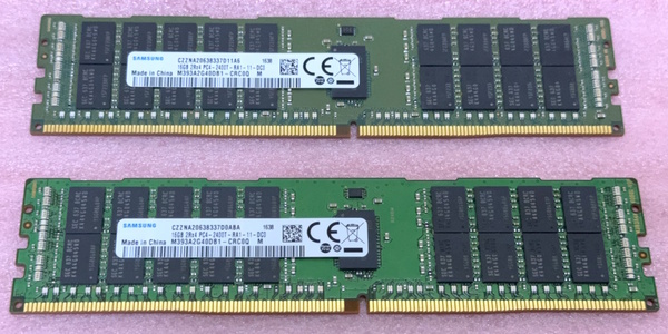 ○Samsung M393A2G40DB1-CRC0Q 2枚セット *PC4-19200/DDR4-2400/PC4-2400T ECC REG/Registered 288Pin DDR4 RDIMM 32GB(16GB x2) 動作品