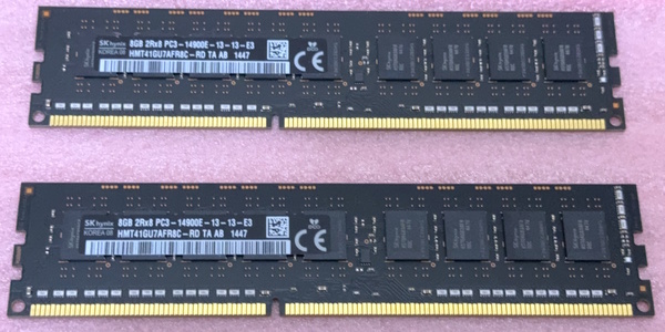 ☆SK hynix HMT41GU7AFR8C-RD 2枚セット *PC4-14900E/DDR3-1866 ECC Unbuffered 240Pin DDR3 UDIMM 16GB(8GB x2) 動作品