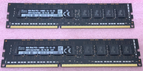 >SK hynix HMT41GU7AFR8C-RD 2枚セット *PC4-14900E/DDR3-1866 ECC Unbuffered 240Pin DDR3 UDIMM 16GB(8GB x2) 動作品