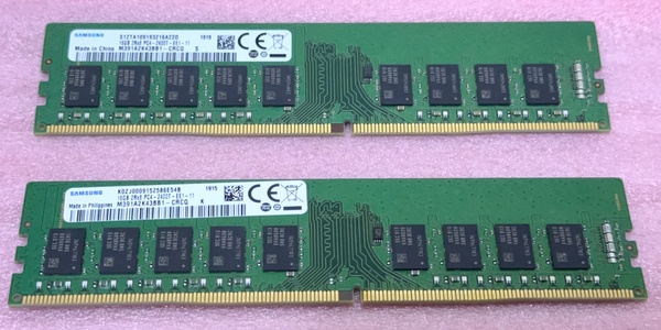 #Samsung M391A2K43BB1-CRCQ 2枚セット *PC4-19200/DDR4-2400/PC4-2400T ECC Unbuffered 288Pin DDR4 UDIMM 32GB(16GB x2) 動作品