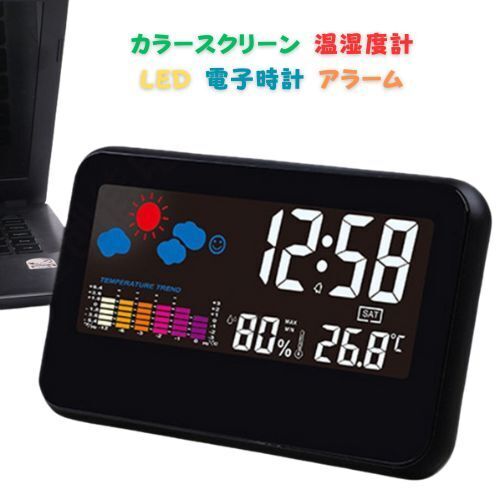 温湿度計 LED 電子時計 アラーム 日本語説明書付き 気象 天気 予報 投影 室内 最高 最低 卓上 スタンド プロジェクター バックライト