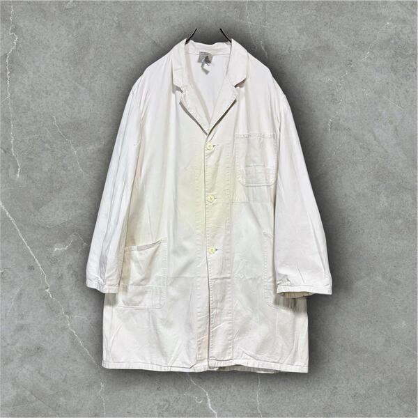 Vintage German Atelier Coat アトリエコート ドイツ製 ワークコート 白 コットン100% ユーロ古着 ロングシャツコート ヴィンテージ 白