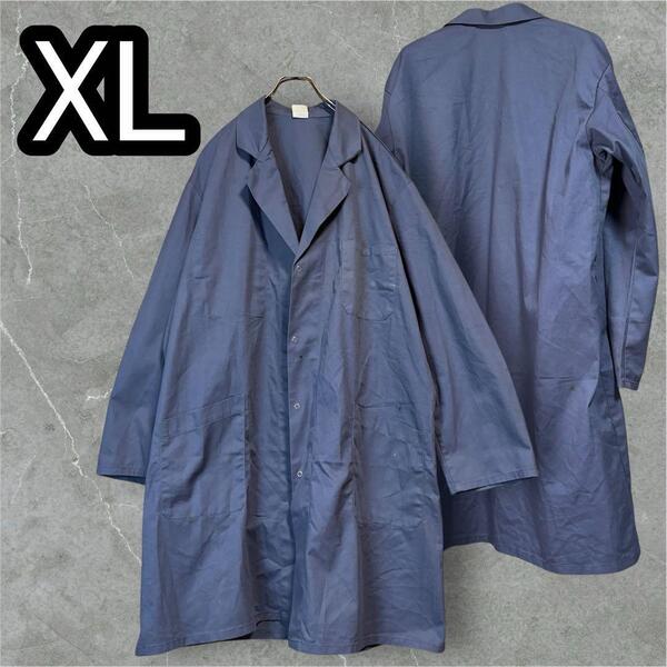 Vintage Atelier Coat ネイビー 90s アトリエコート XL ロングシャツジャケット ユニセックス ヴィンテージ ショップコート ワークコート