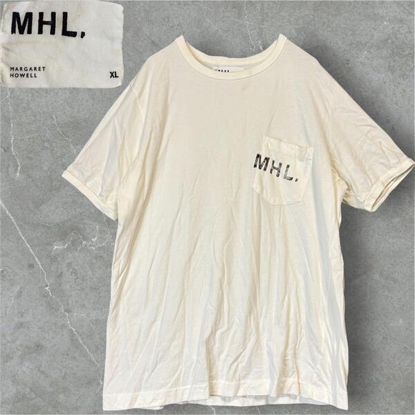 MHL. ロゴプリント ポケットTシャツ XLサイズ MARGARET HOWELL アイボリー 白 トップス 半袖 マーガレットハウエル