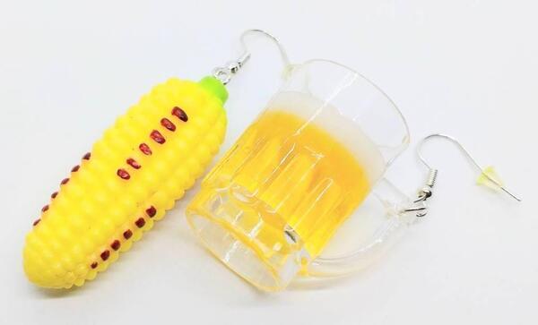 送料無料! とうもろこし ビール もろこし ピアス 両耳用 ストリート ロック ゴスロリ ネオスマ