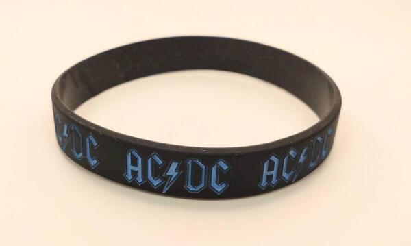 送料無料! AC/DC ブルー スリム ラバーバンド ラババン ブレスレット ロックバンド ネオスマ