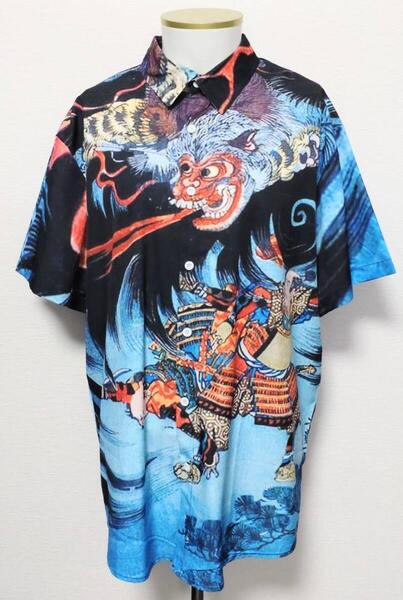 送料無料!【XXLサイズ】鵺 ぬえ 柄シャツ シャツ 和柄 和風 妖怪 ロック ストリート パンク ネオスマ