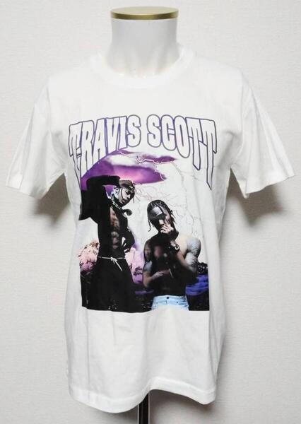 送料無料! 【Mサイズ】トラヴィス・スコット Tシャツ 半袖 ヒップホップ ラッパー 白 ネオスマ