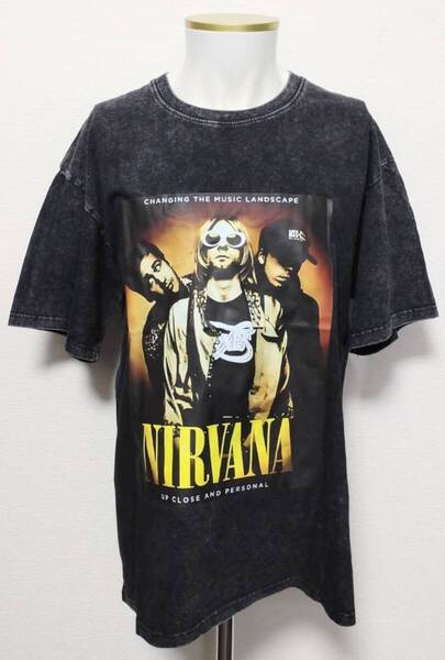 送料無料!【XXLサイズ】ニルヴァーナ サングラス チャコール Tシャツ 半袖 ロックバンド ストリート 病み系 ネオスマ