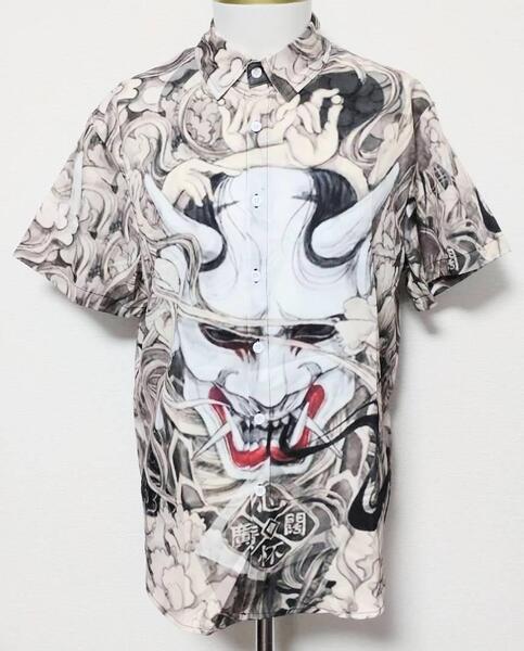 送料無料!【XLサイズ】般若 シャツ 柄シャツ 和柄 和風 鬼 モンスター 半袖 ネオスマ