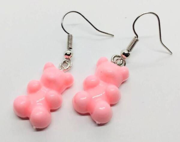送料無料! アクリル ピンク クマ くま ピアス 両耳用 ストリート ロック ゴスロリ ネオスマ