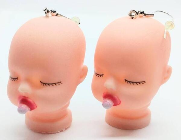 送料無料! 赤ん坊 ヘッド 赤ちゃん ピアス 両耳用 ストリート ロック ゴスロリ 病み系 ネオスマ
