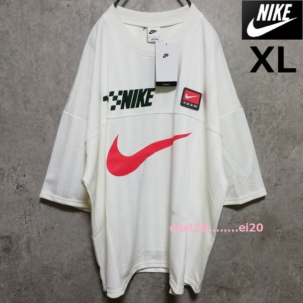 XL 新品 TEAM NIKE 刺繍 パッチ ビッグ スウッシュ ナイキ シャドー ストライプ Tシャツ セイル 未使用 モータースポーツ 即決 送料無料