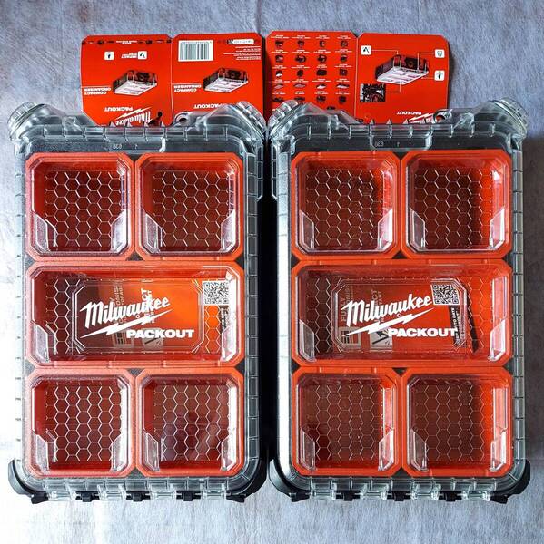 2個セット 新品 ミルウォーキー パックアウト コンパクトオーガナイザー ブラック Milwaukee PACKOUT compact organiser 黒
