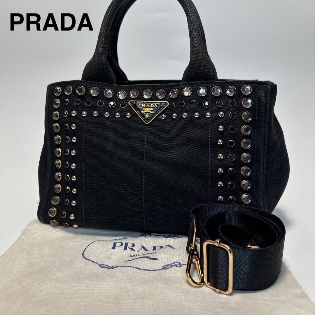 美品 PRADA プラダ カナパ ブラック