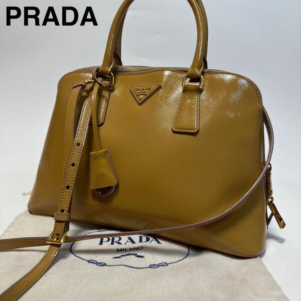 m98【美品】プラダ PRADA プロムナード サフィアーノヴェルニ 2way ショルダーバッグ ハンドバッグ トート